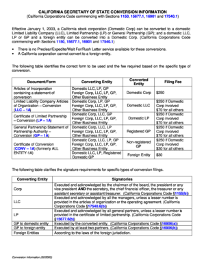 California Conversion Form CONV-1A