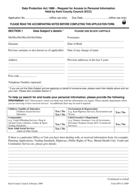 Data Protection Act 1998 Request Form