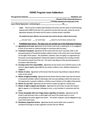 HOME Program Lease Addendum