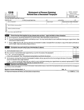 Fillable Online irs FORM 1310 (REV. 10-1988) - irs Fax Email Print ...