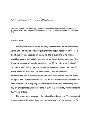 IRS Notice 2016-08 on FFI Certifications