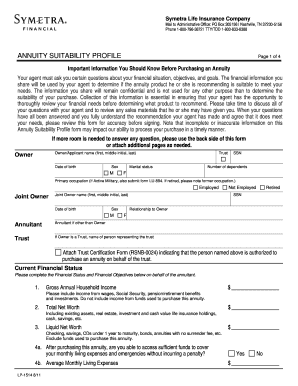 Annuity Suitability Profile Form
