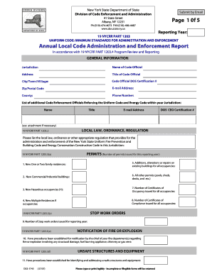 New York Annual Local Code Administration and Enforcement Report