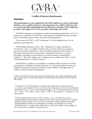 GVRA Conflict of Interest Questionnaire