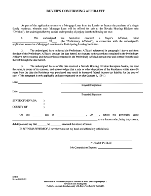 Buyer's Confirming Affidavit