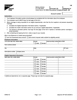 Principal Life Statement of Health Form