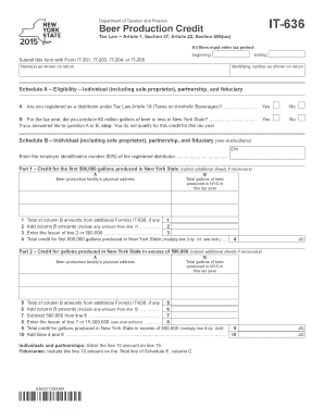 New York Beer Production Credit Form IT-636