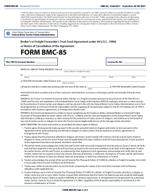 Broker’s or Freight Forwarder’s Trust Fund Agreement
