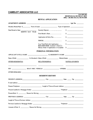 Michigan Rental Application Form