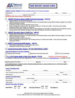 NHD Report Order Form