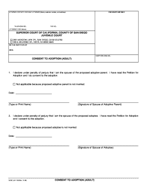 Consent to Adoption Adult Form