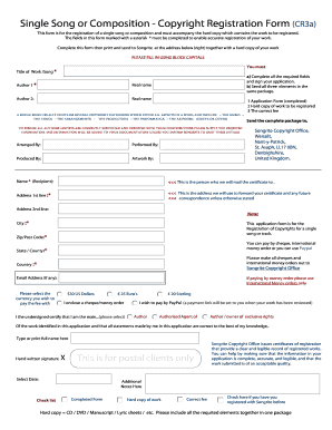 Single Song Copyright Registration Form