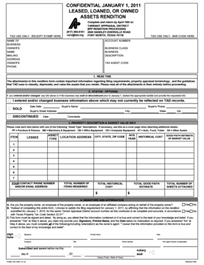 Texas Business Personal Property Rendition Form