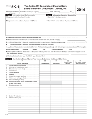 Wisconsin S Corporation Shareholder Tax Form 5K-1