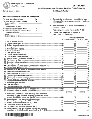 Iowa Nonresident and Part-Year Resident Credit Schedule