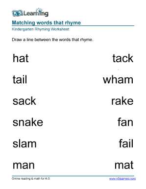 Kindergarten Rhyming Worksheet