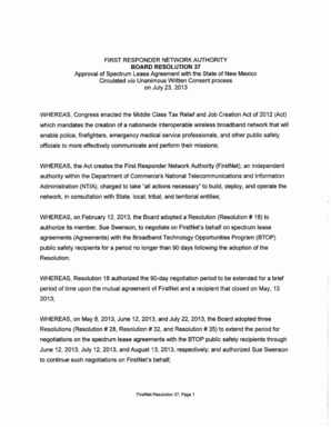 Approval of Spectrum Lease Agreement with the State of New Mexico - ntia doc