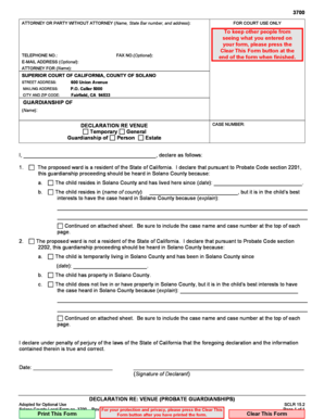 Guardianship papers - 3700 DECLARATION RE: VENUE (PROBATE GUARDIANSHIPS) I ... - solano courts ca