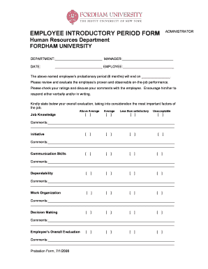 Employee Probation Evaluation Form