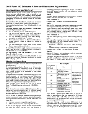 Arizona Form 140 Schedule A