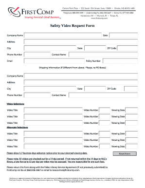 Safety Video Request Form