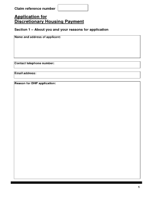 Discretionary Housing Payment Application