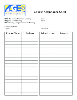 Course Attendance Sheet - dps mn