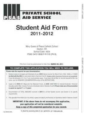 Private School Aid Form