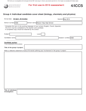 Group 4 Individual Candidate Cover Sheet