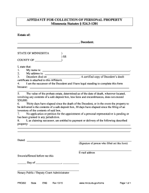 Affidavit for Collection of Personal Property