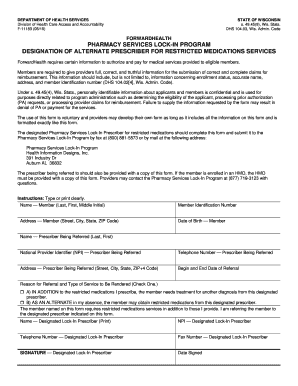 Wisconsin Pharmacy Services Lock-In Program Form
