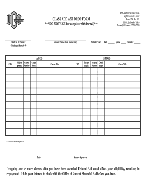 Class Add and Drop Form