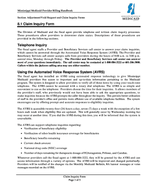 Mississippi Medicaid Claim Inquiry Form