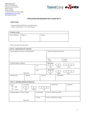Application for Residence Pass-Talent (RP-T)