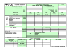 Excise Account Form for Other Fermented Beverages