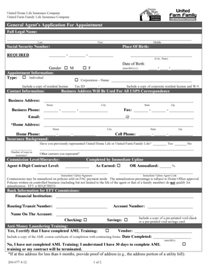 General Agent's Application for Appointment