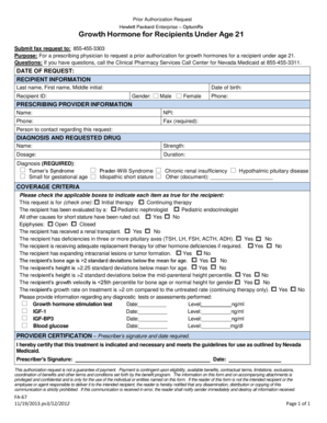 Prior Authorization Request for Growth Hormone
