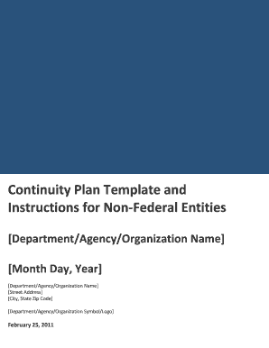 Continuity Plan Template for Non-Federal Entities
