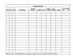 Accident Register Form