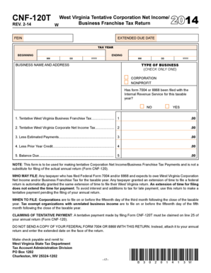 West Virginia Business Franchise Tax Return