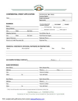 Confidential Credit Application Form