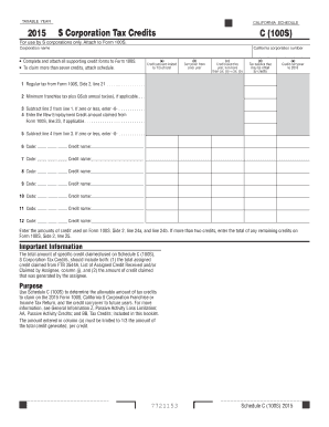 California S Corporation Tax Credits Schedule