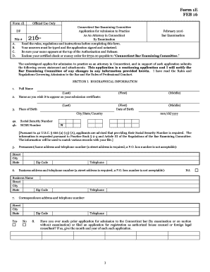 Connecticut Bar Exam Application