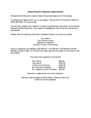 Smoke Detector Inspection Appointment Form