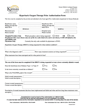 Kansas Medicaid Hyperbaric Oxygen Therapy Prior Authorization Form