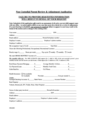 Non-Custodial Parent Review & Adjustment Application