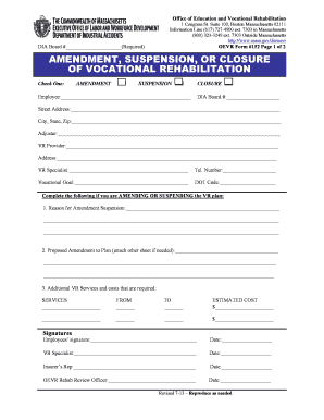 OEVR Form 152 Amendment Suspension Closure