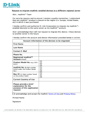 Request to Migrate mydlink Devices to Different Regional Server