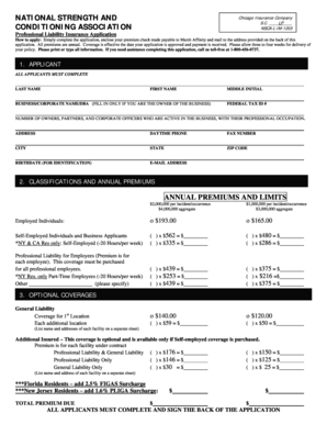 Professional Liability Insurance Application