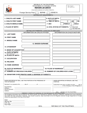 Philippines Report of Birth Abroad
